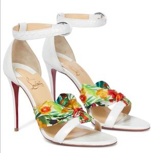 Christian Louboutin Ruban Leather and Silk Sandals (Size 37 1/2) Worn Once
